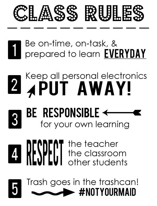 Classroom Rules For High School Students Pdf